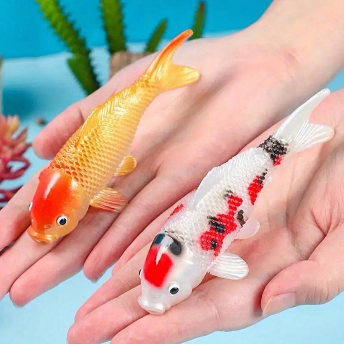 Aquarium Fish Yellow - 2 قطعة سمك كوي صناعي ملون
