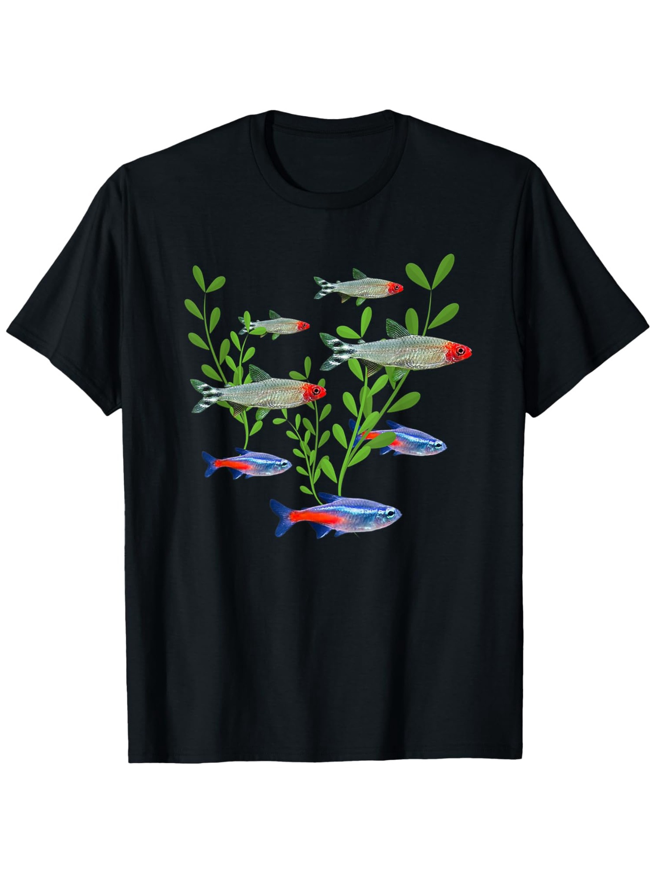 تي شيرت رجالي بطبعة أسماك الني - مراجعة Tetra Fish In Aquarium وسعره